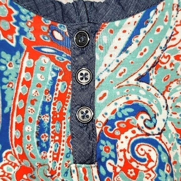 JONES NEW YORK  SPORT BLUE/RED LONG SLEEVE FLORAL PRINT TOP SIZE PP/CH - Picture 6 of 6